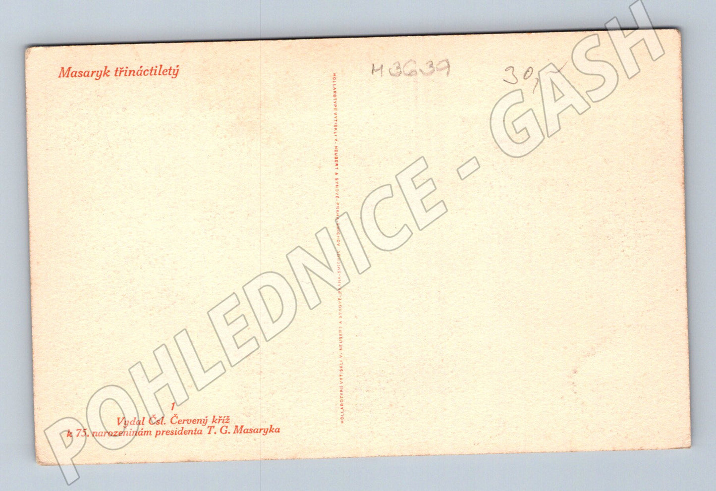 Pohlednice Masaryk třináctiletý 75 letiny (M3639)