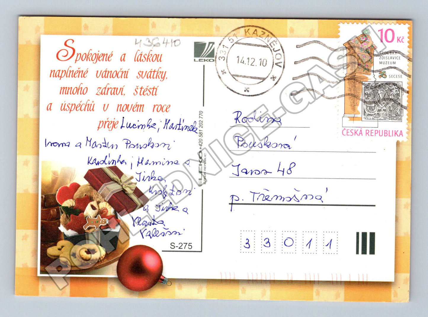 Pohlednice Vánoční cukroví Kaznějov 2010 (M36410)