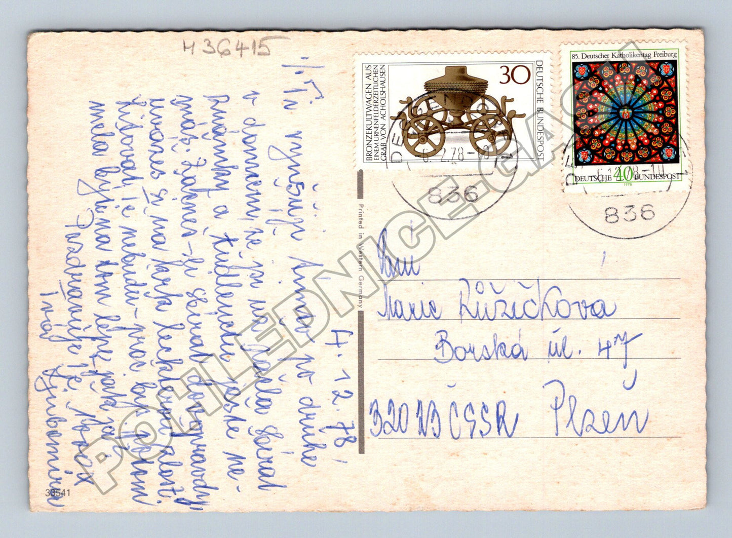 Pohlednice Německo vánoční motiv se zvony 1978 (M36415)