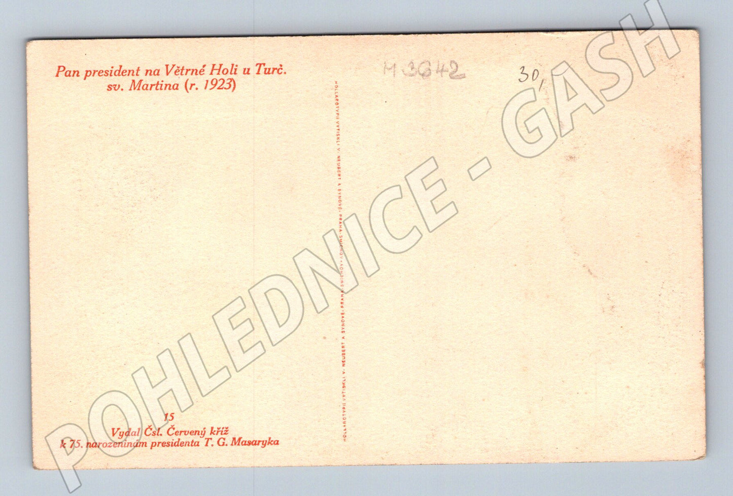 Pohlednice Masaryk Větrné hole 1923 (M3642)