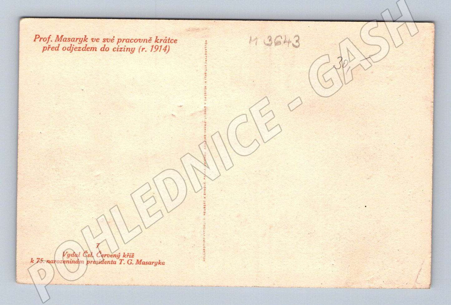 Pohlednice Masaryk pracovna 1914 (M3643)