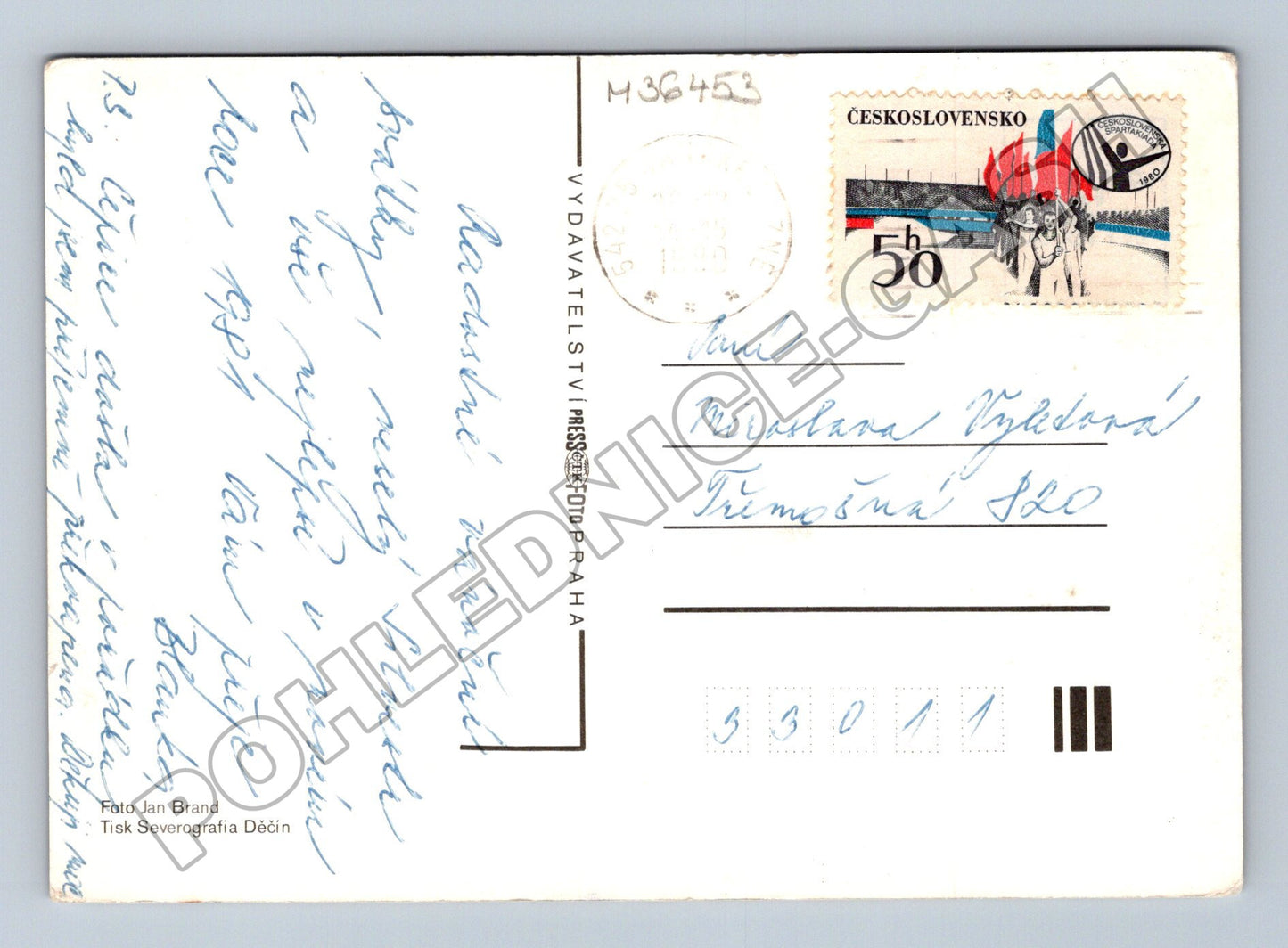 Pohlednice Vánoce svíčka ořechy 1980 (M36453)