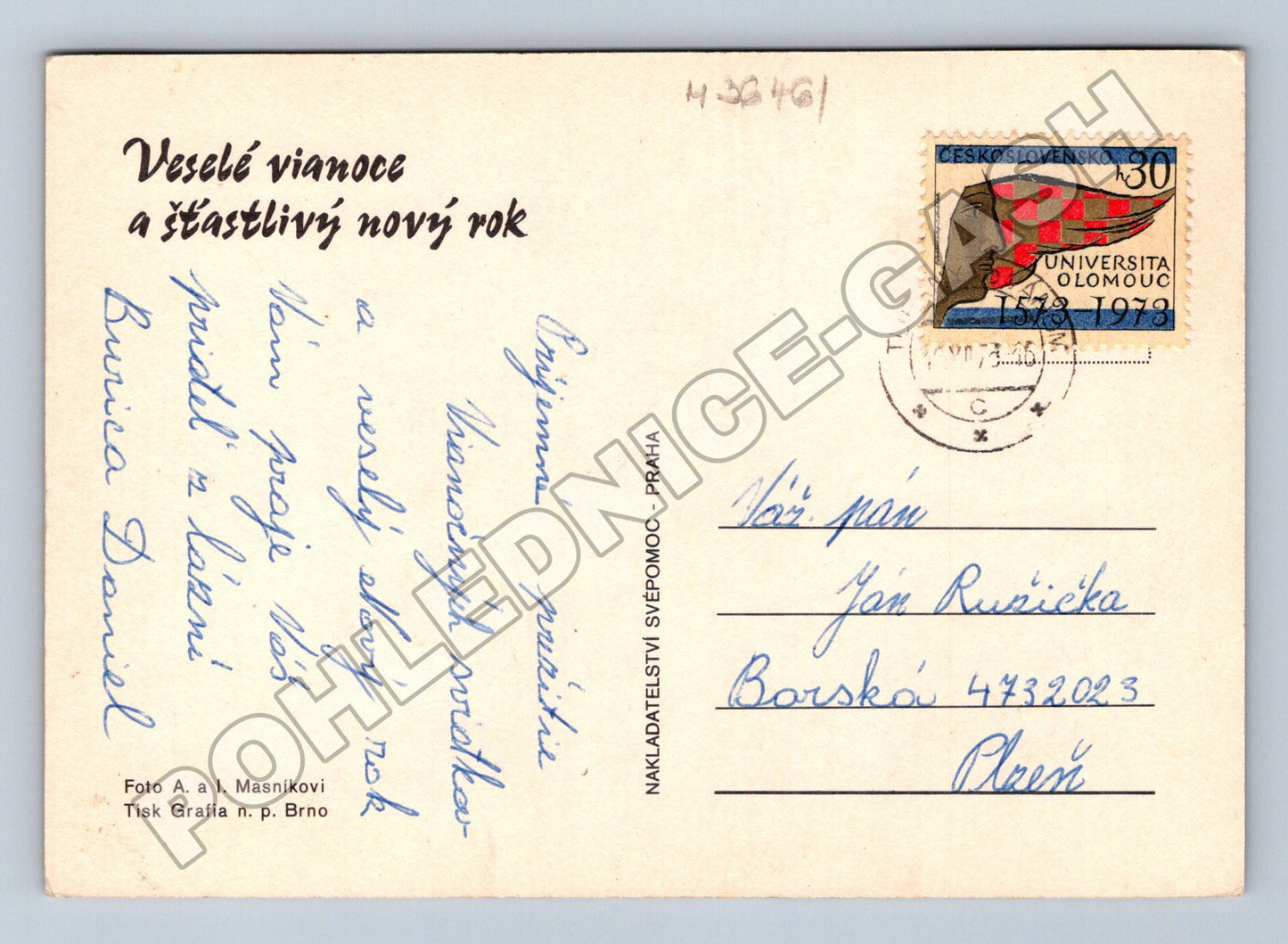 Pohlednice Vánoční zátiší 1973 (M36461)