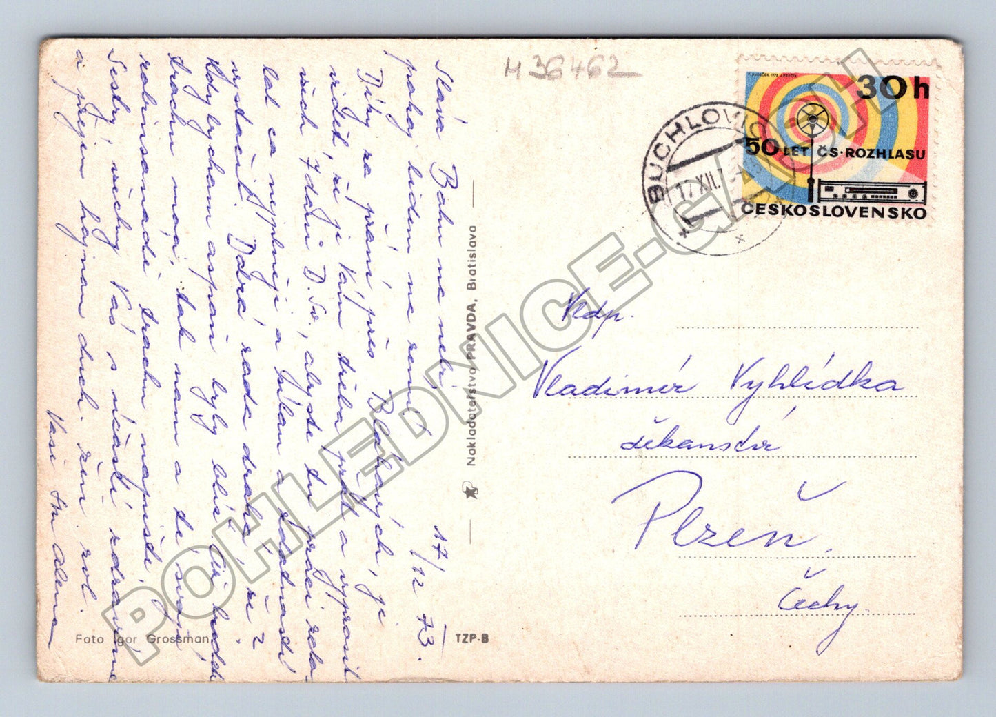 Pohlednice Vánoční motiv svíčka a šišky 1973 (M36462)