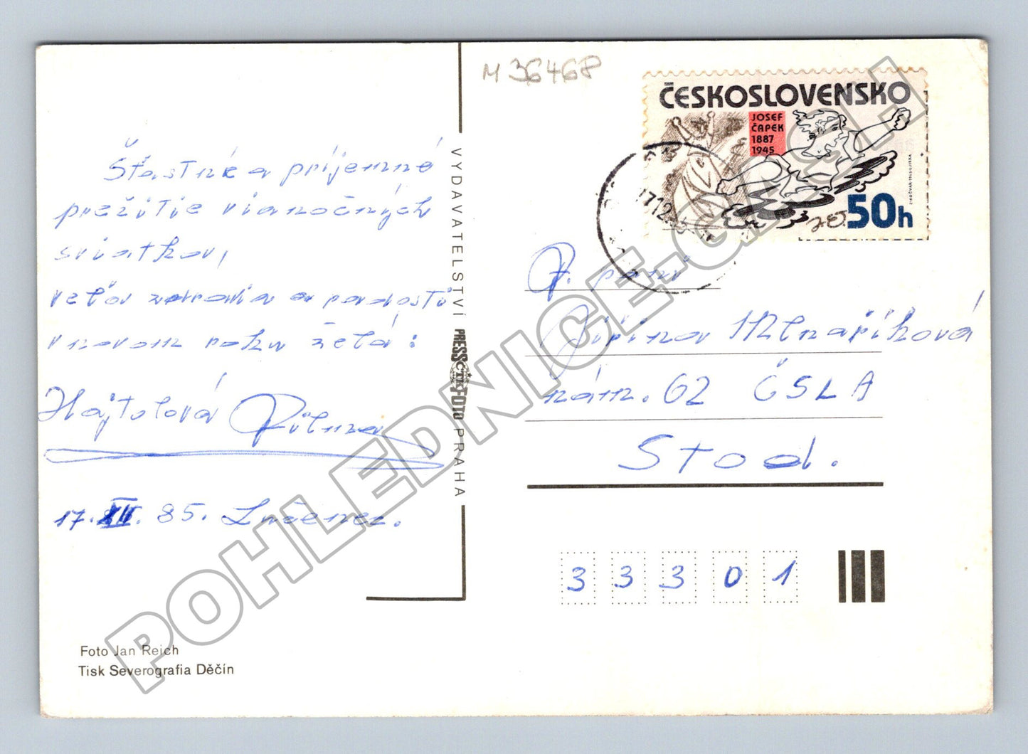 Pohlednice zimní krajina Radostné Vánoce 1962 (M36468)