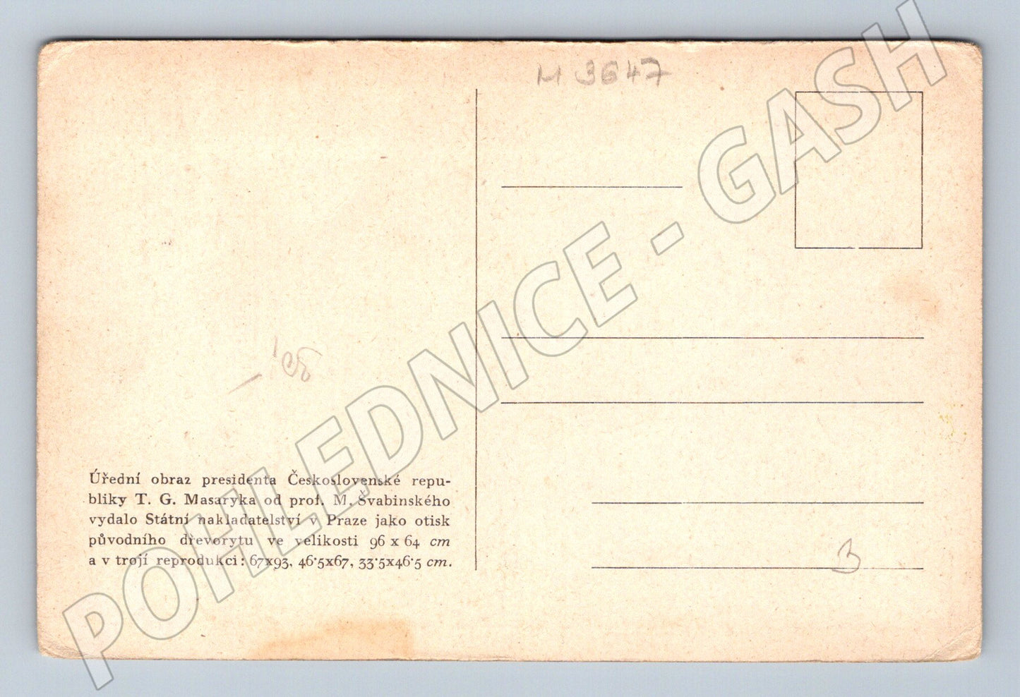 Pohlednice Masaryk Švabinský portrét (M3647)