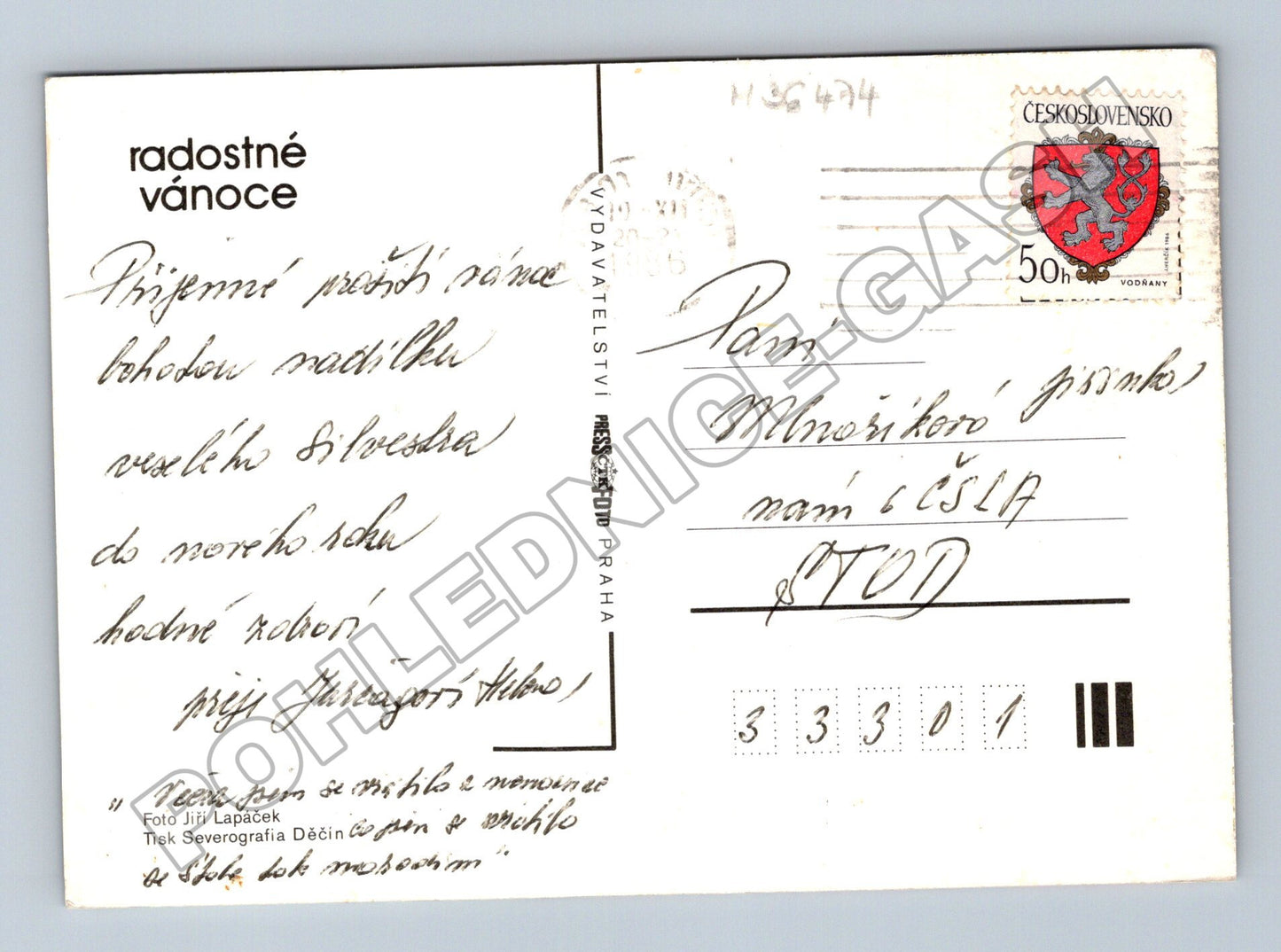 Pohlednice vánoční zátiší jablka ořechy 1970s (M36474)