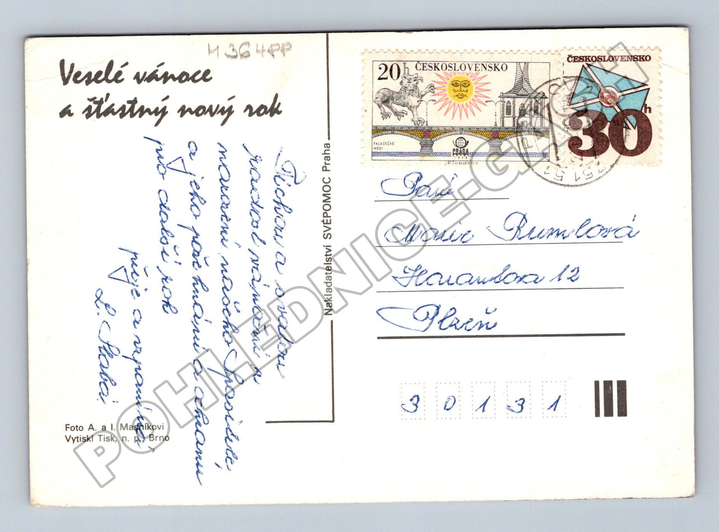 Pohlednice Vánoční motiv s jablky a sklenicí (M36488)
