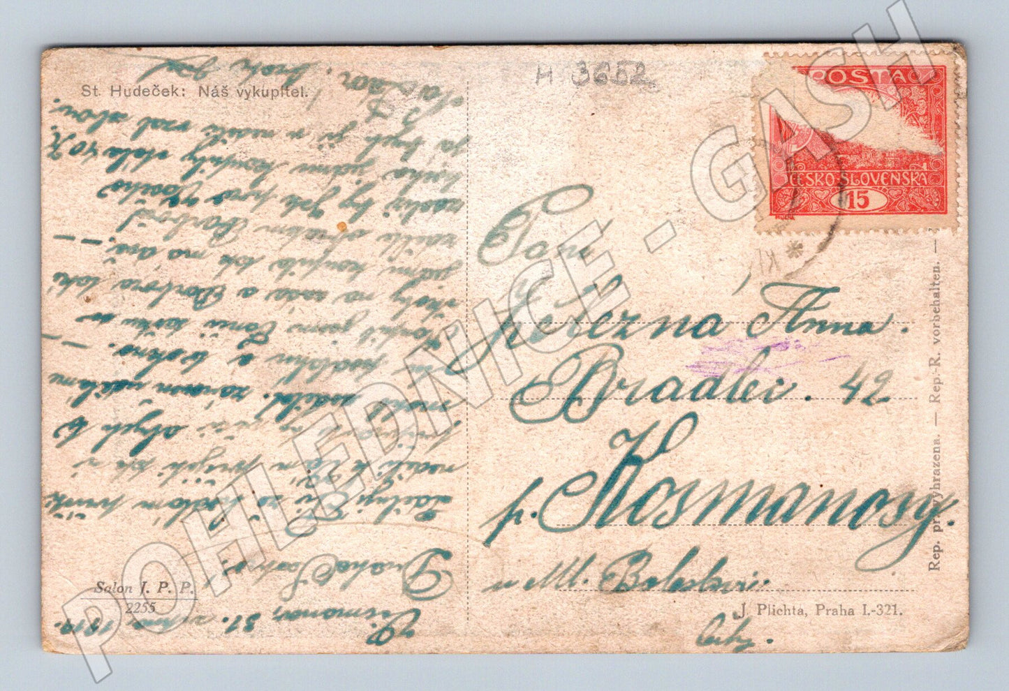 Pohlednice Masaryk vznik ČSR 1918 použito (M3652)