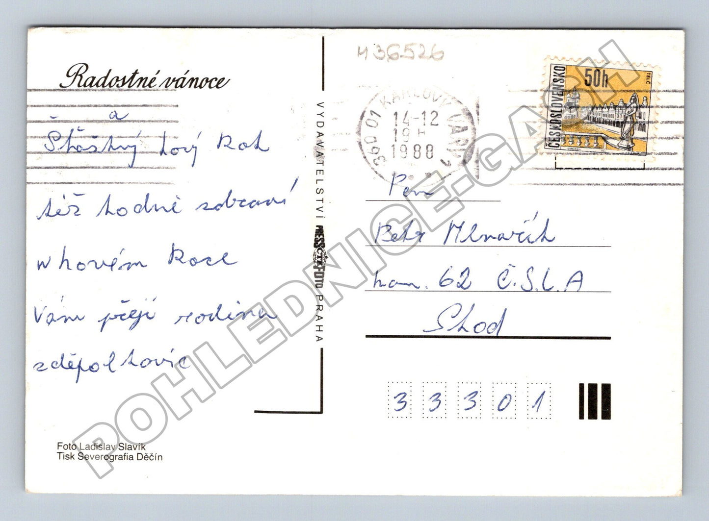 Pohlednice Vánoční zátiší s ořechy 1988 (M36526)