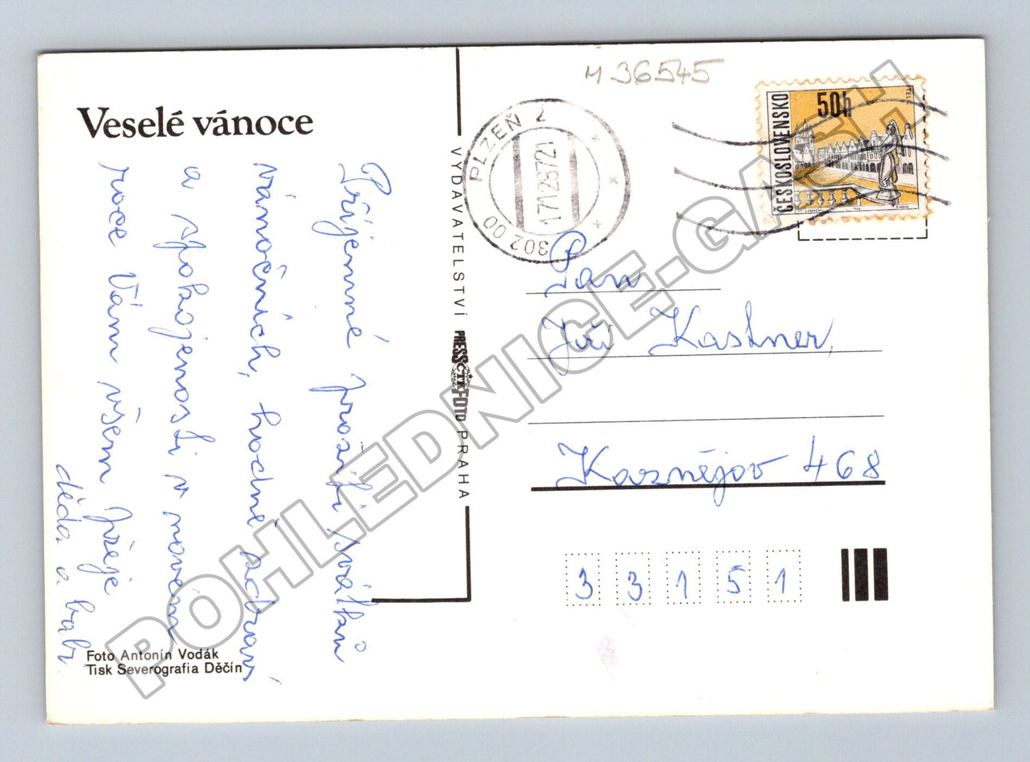 Pohlednice Vánoční motiv 1971 (M36545)