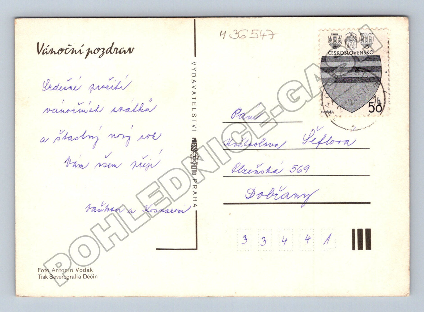Pohlednice Vánoční pozdrav 1956 (M36547)