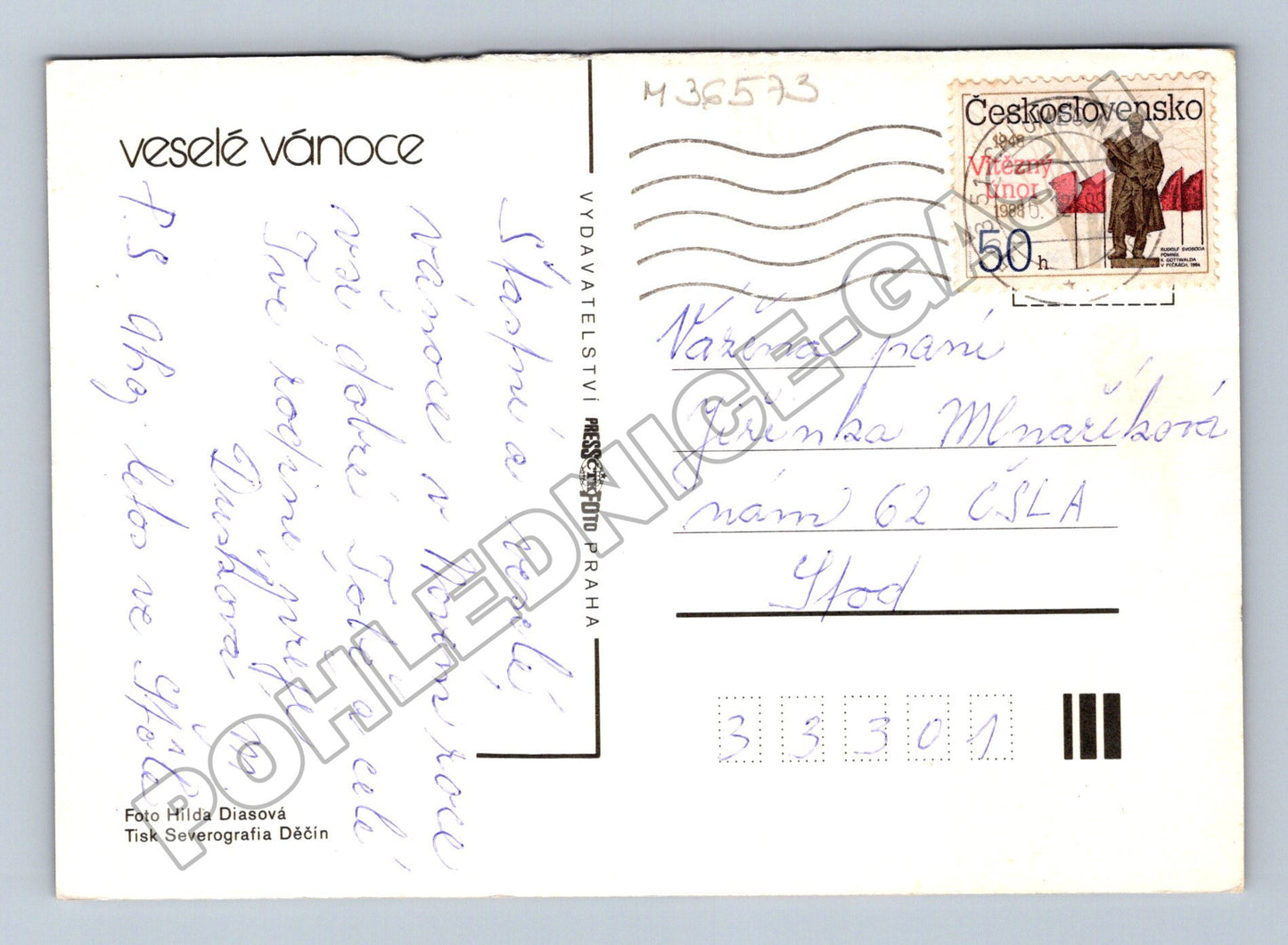 Pohlednice vánoční zátiší 1980 (M36573)