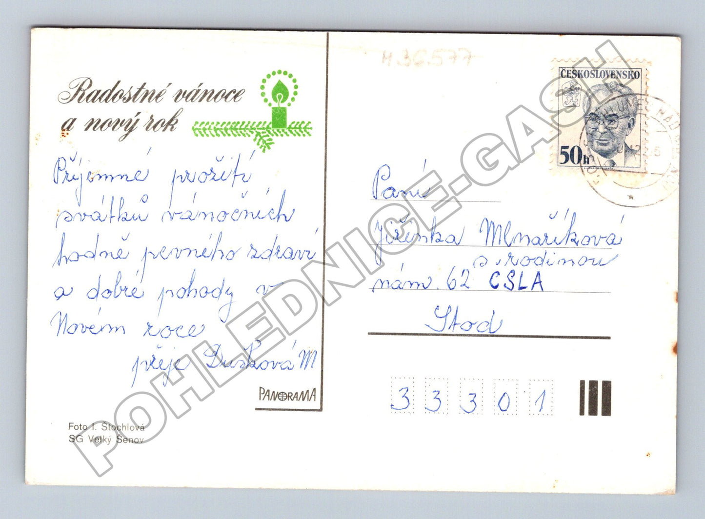 Pohlednice vánoční a novoroční jablka ořechy 1970s (M36577)
