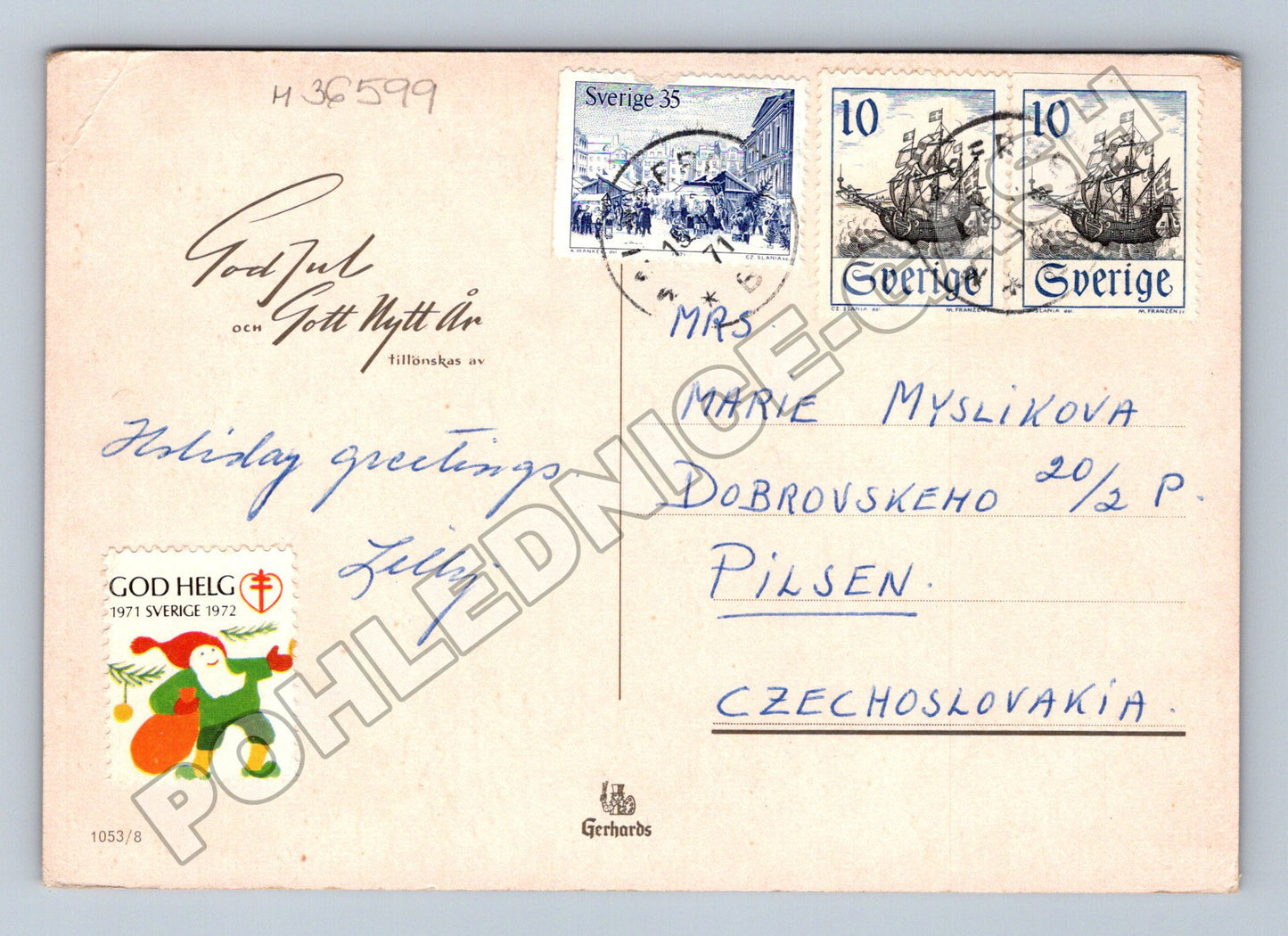 Pohlednice Švédsko Vánoční zvonek 1971/1972 (M36599)