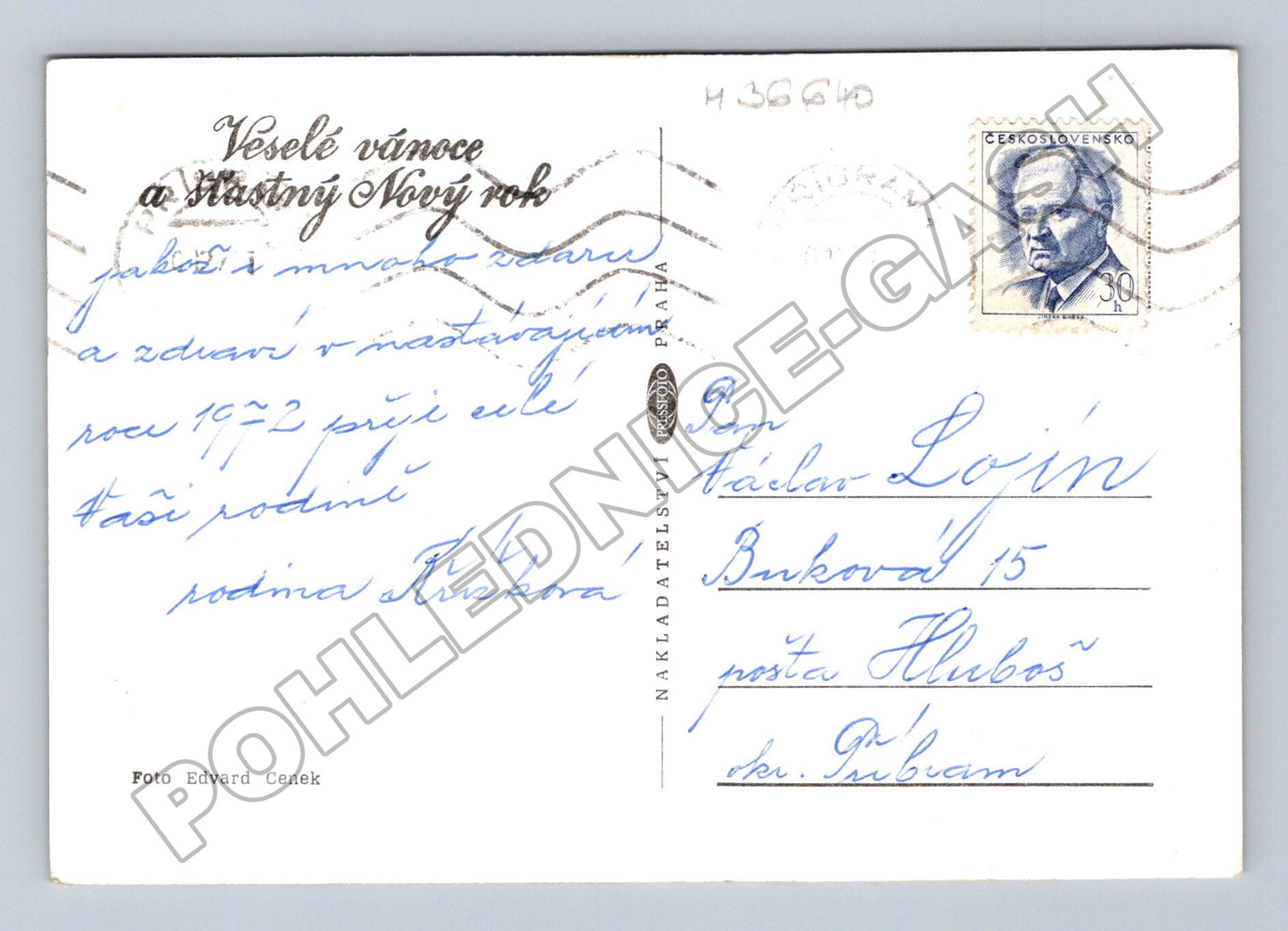Pohlednice zimní krajina sníh cesta Nový rok 1972 (M36640)