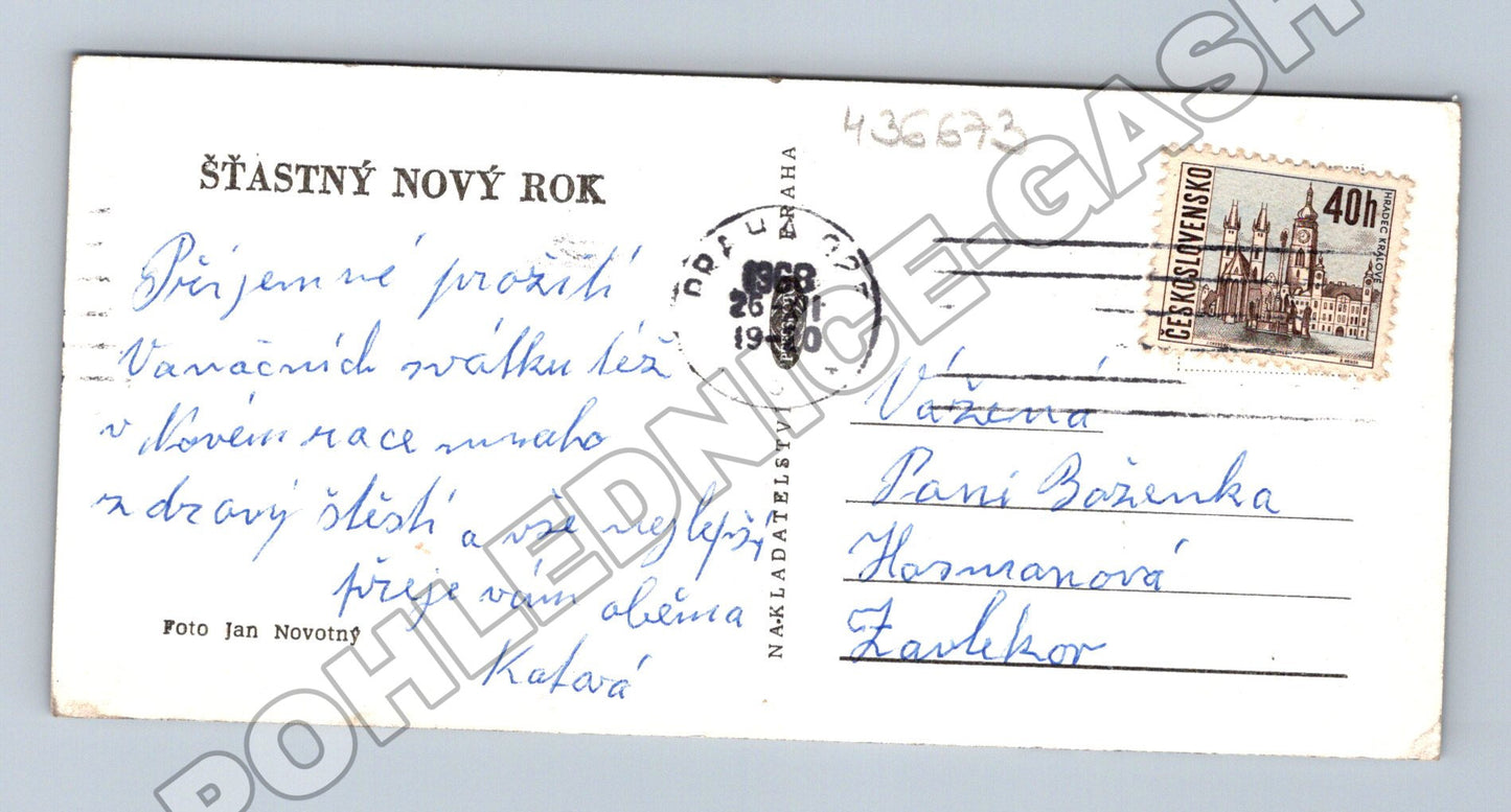 Pohlednice Praha Novoroční přání sklenice 1968 (M36673)