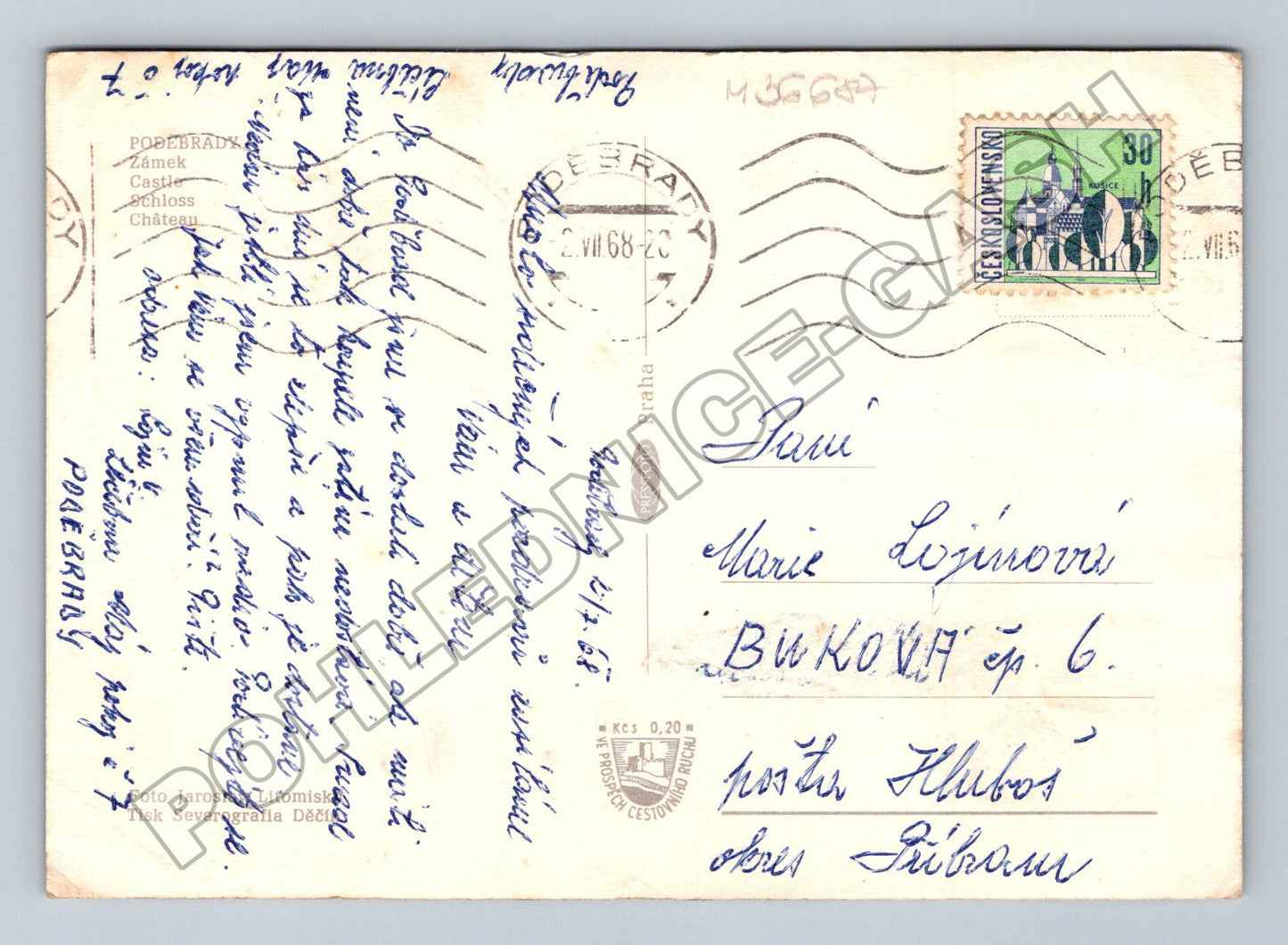 Pohlednice Poděbrady zámek 1968 (M36687)