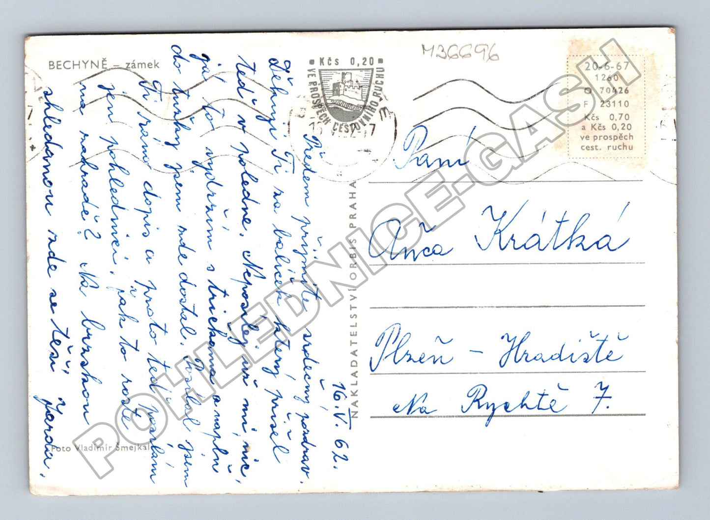 Pohlednice Bechyně zámek 1962 (M36696)