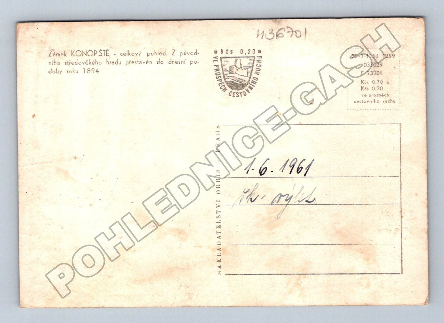 Pohlednice Konopiště zámek 1961 (M36701)