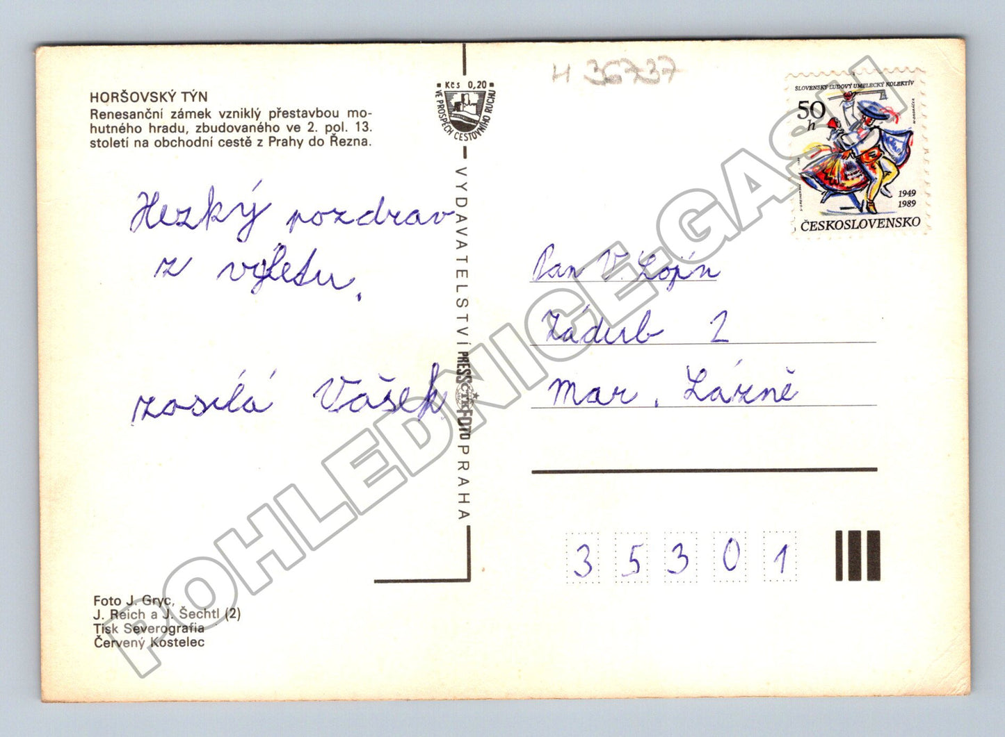 Pohlednice Horšovský Týn zámek náměstí (M36737)