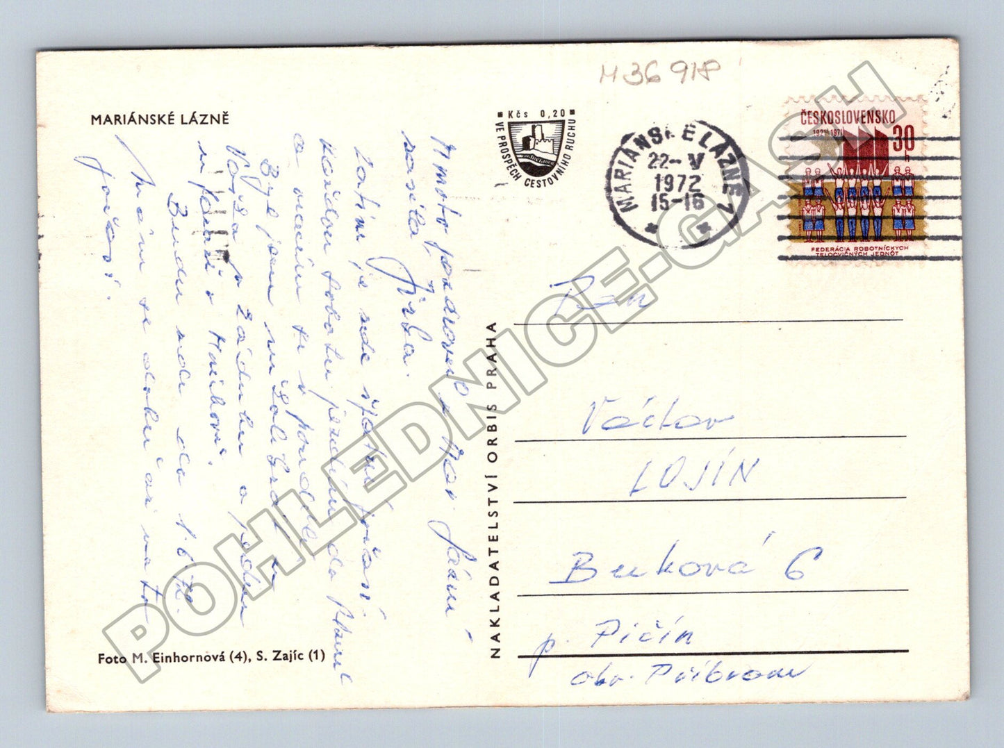 Pohlednice Mariánské Lázně městská scéna 1972 (M36918)