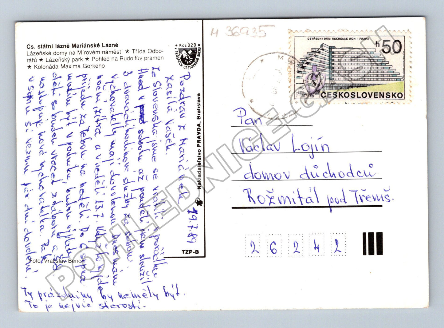 Pohlednice Mariánské Lázně památky 1989 (M36935)