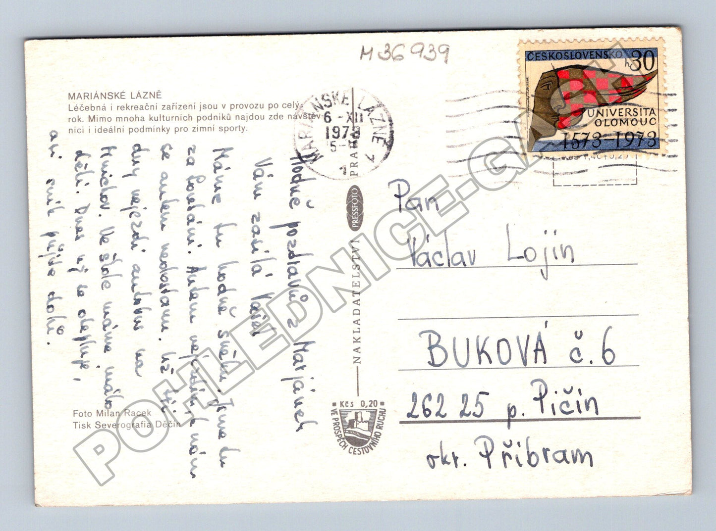 Pohlednice Mariánské Lázně zasněžené památky 1979 (M36939)