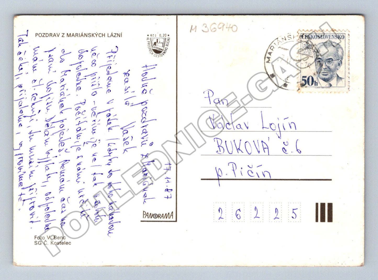 Pohlednice Mariánské Lázně zimní motiv 1987 (M36940)