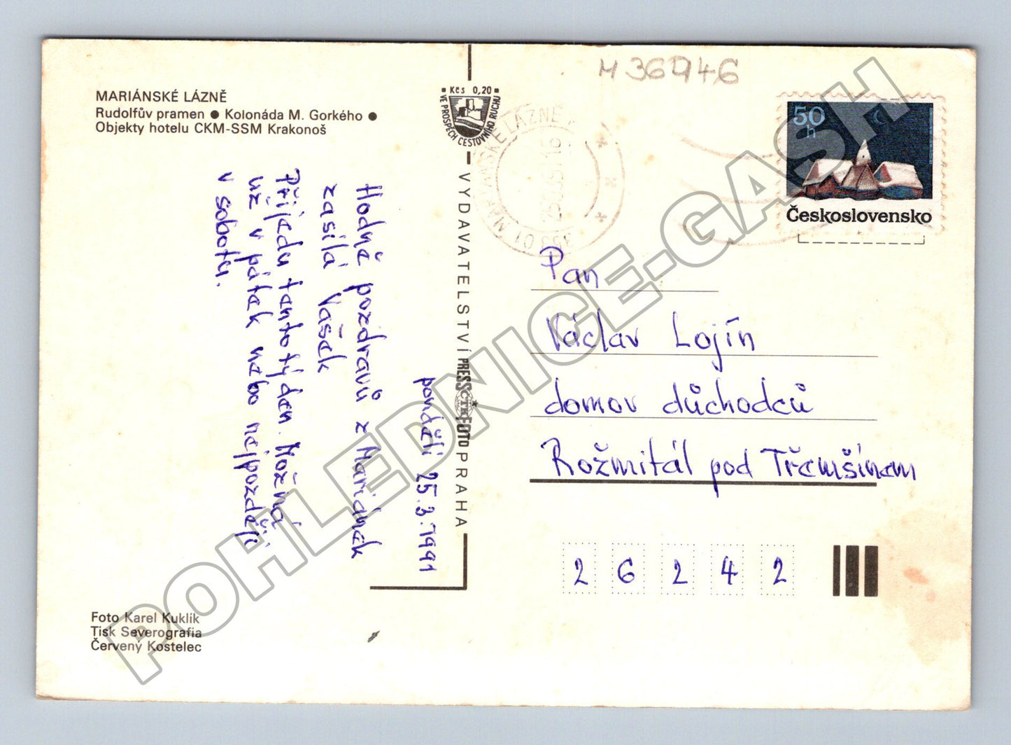 Pohlednice Mariánské Lázně zimní motivy 1991 (M36946)