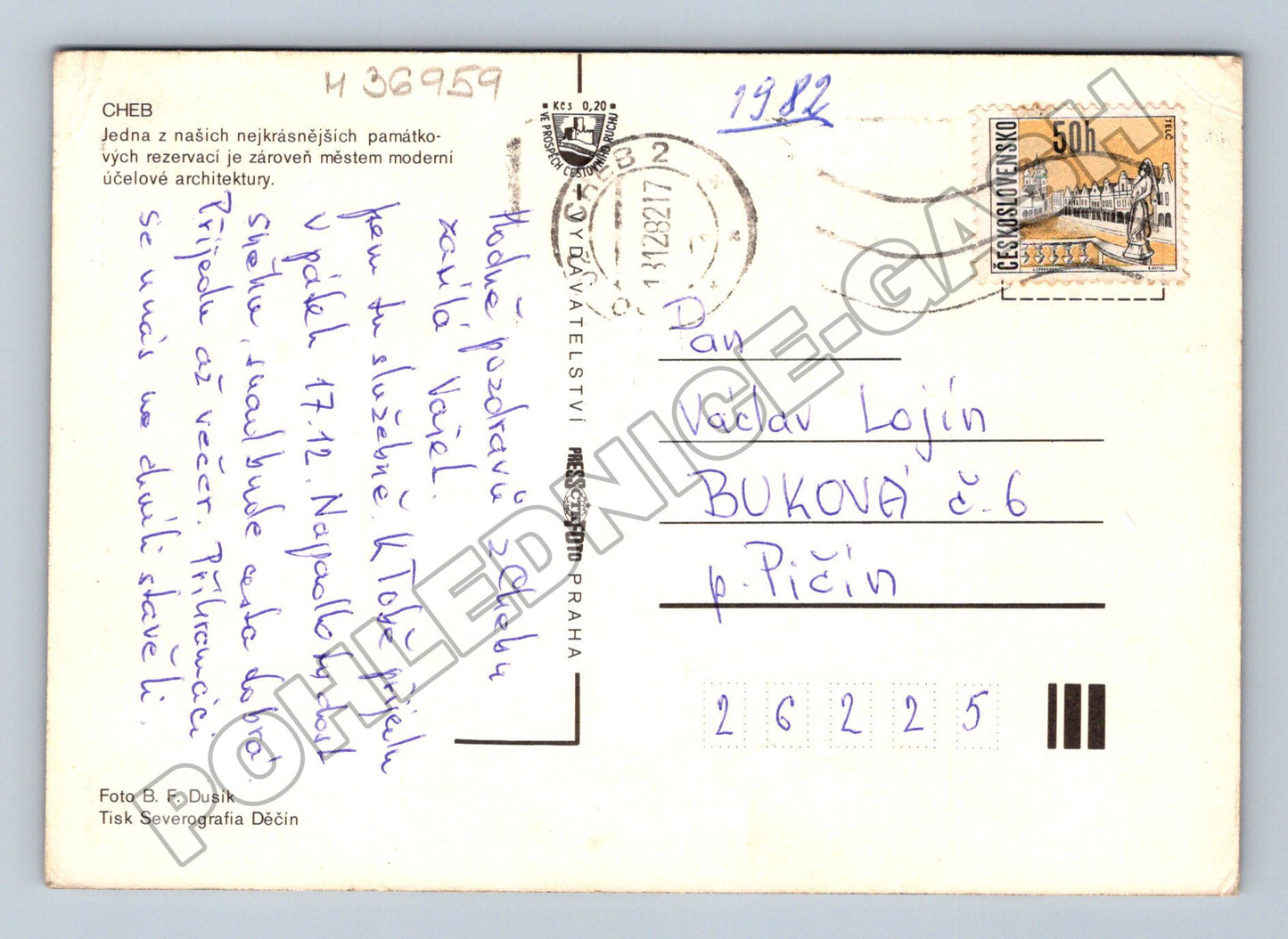 Pohlednice Cheb různé pohledy 1982 (M36959)