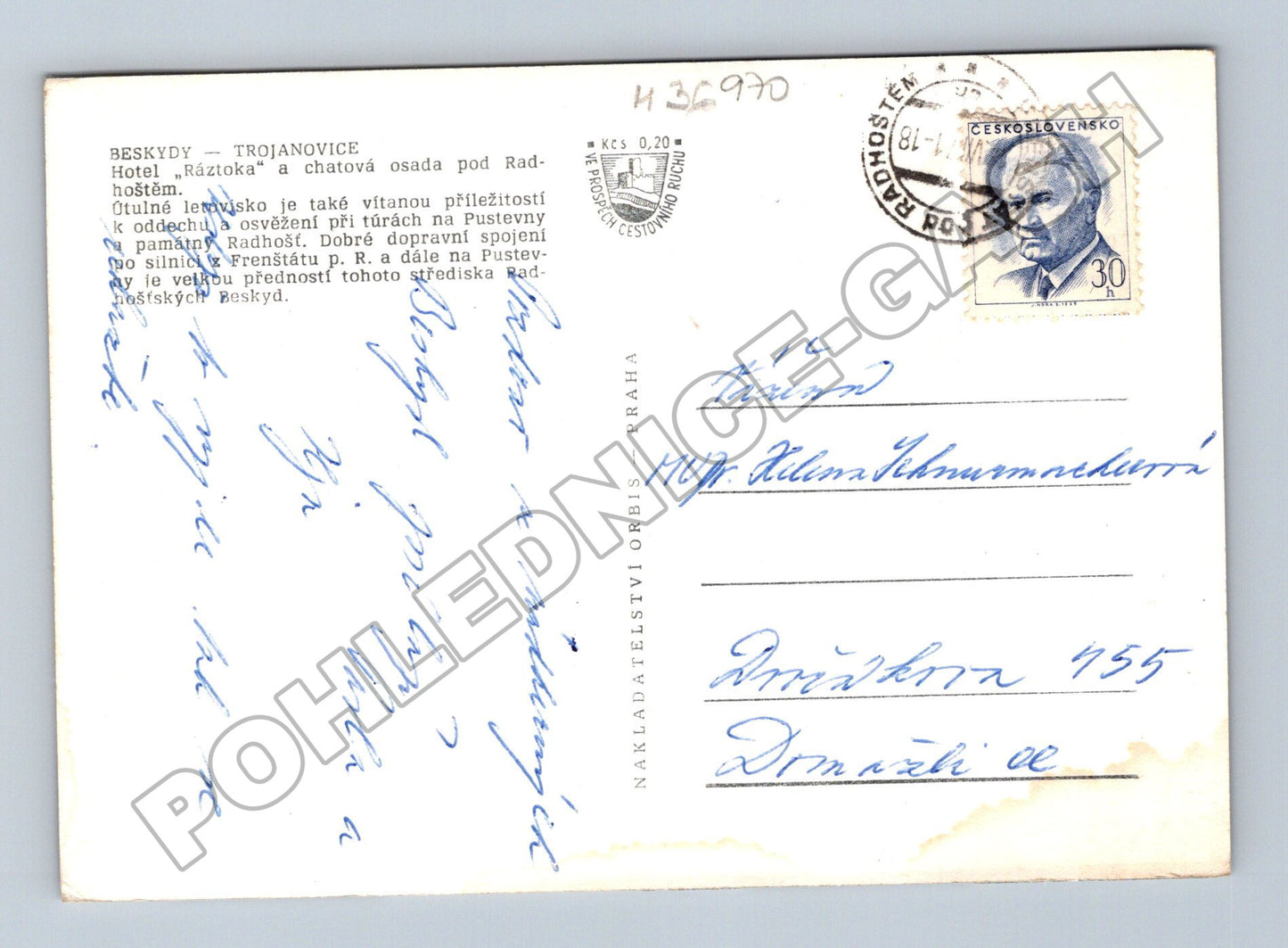 Pohlednice Beskydy Ráztoka 1970 (M36970)