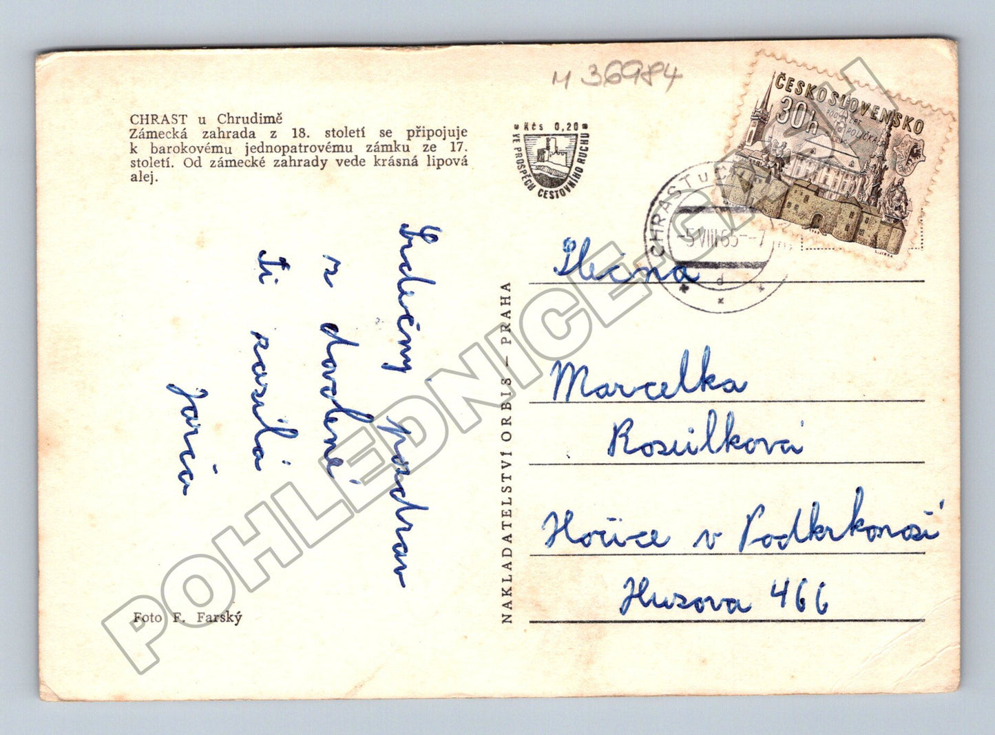 Pohlednice Chrast u Chrudimě zámecká zahrada 1955 (M36984)