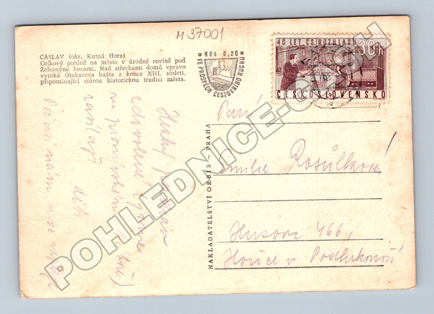 Pohlednice Čáslav celkový pohled 1963 (M37001)