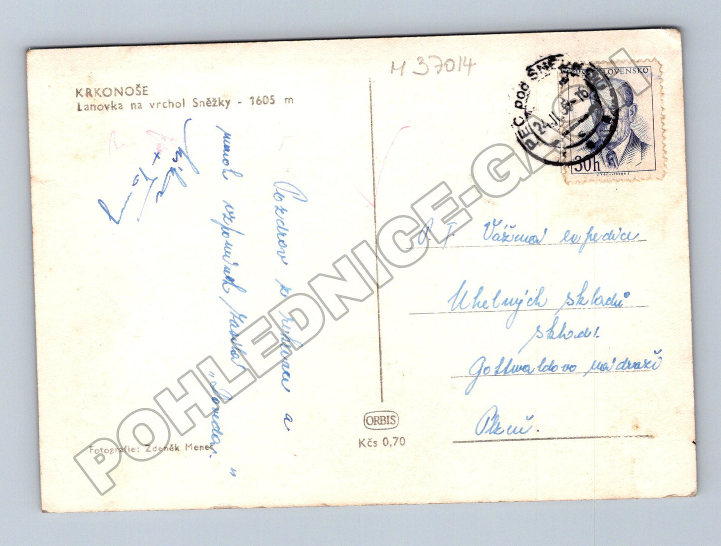 Pohlednice Krkonoše Sněžka lanovka 1970 (M37014)