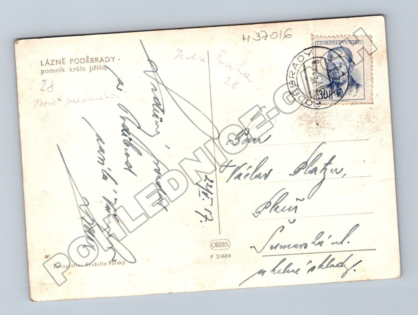 Pohlednice Poděbrady pomník krále Jiřího 1958 (M37016)
