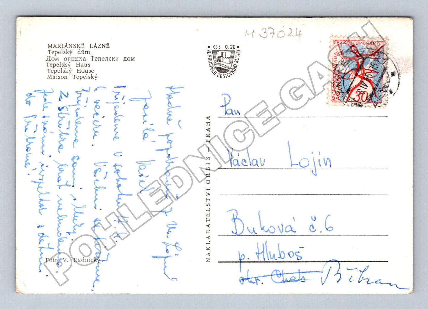 Pohlednice Mariánské Lázně Teplický dům 1950s (M37024)