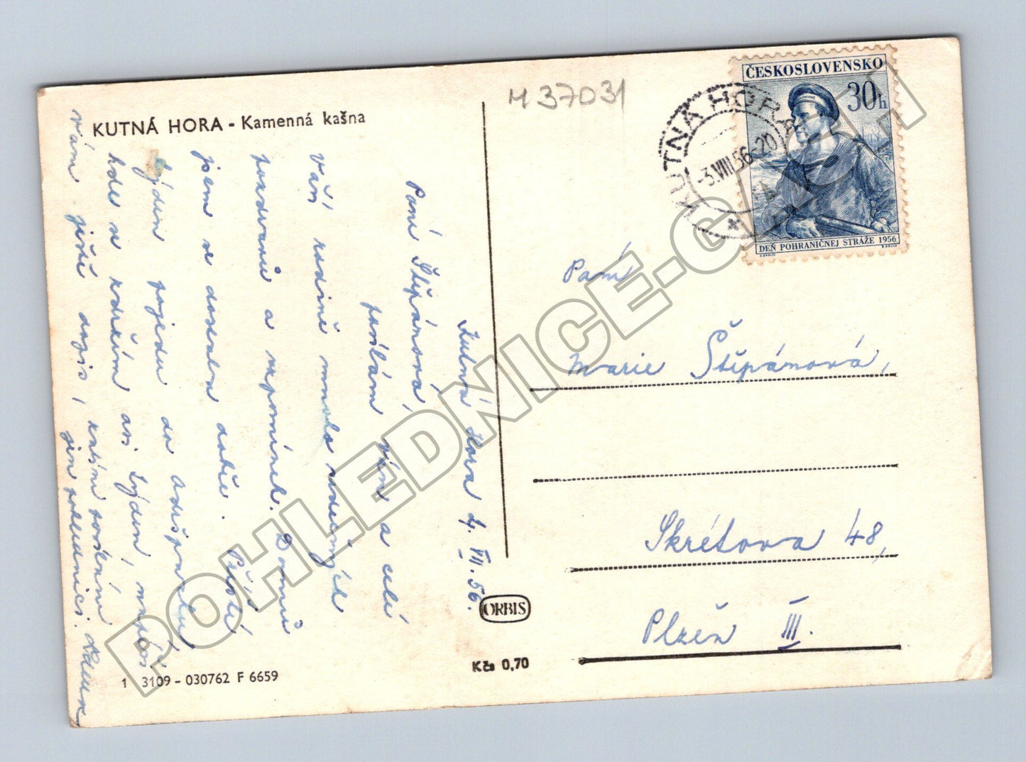 Pohlednice Kutná Hora Kamenná kašna 1956 (M37031)