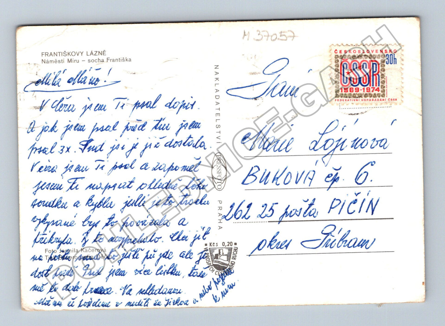 Pohlednice Františkovy Lázně socha Františka kolem 1970 (M37057)