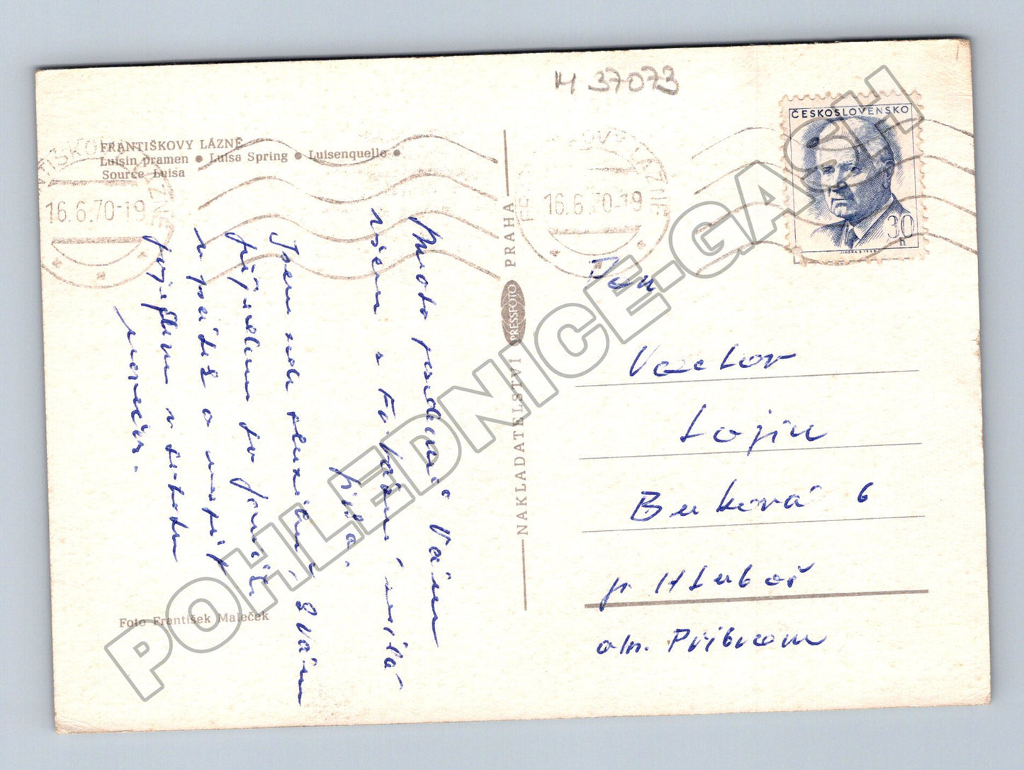 Pohlednice Františkovy Lázně Luční pramen 1970 (M37073)
