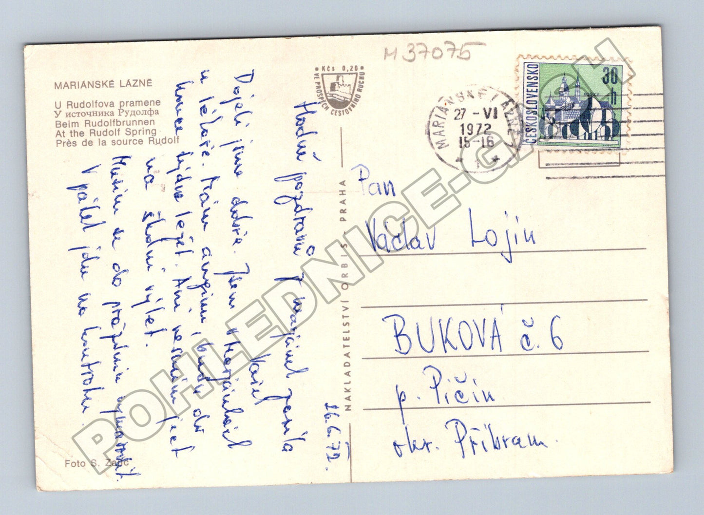 Pohlednice Mariánské Lázně pohled na Lázeňskou budovu 1972 (M37075)