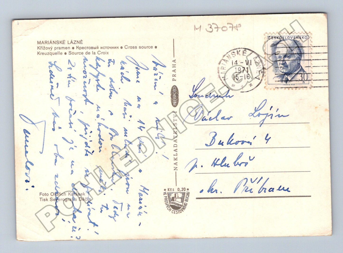 Pohlednice Mariánské Lázně Křížový pramen 1971 (M37078)