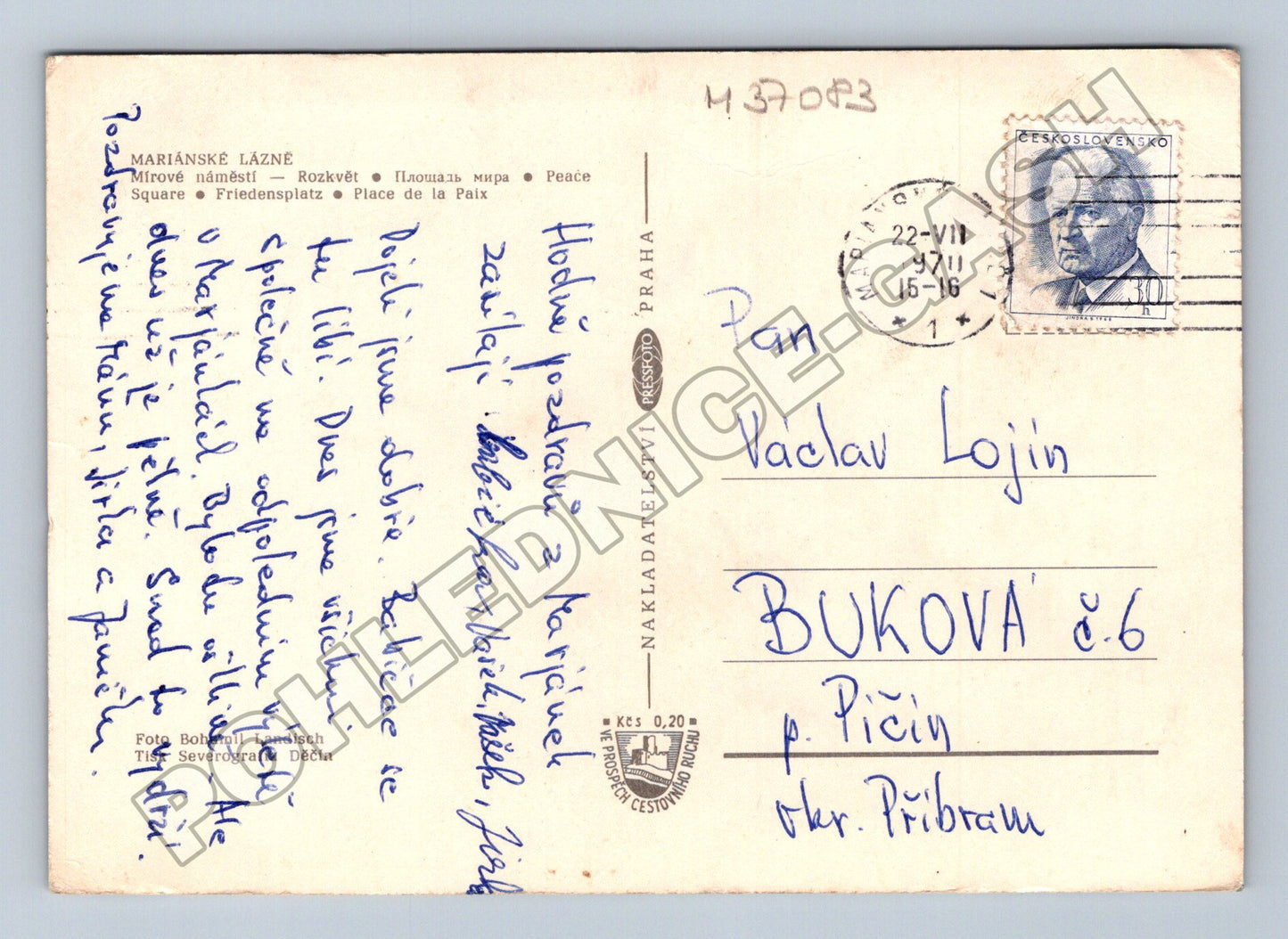 Pohlednice Mariánské Lázně Mírové náměstí 1971 (M37083)