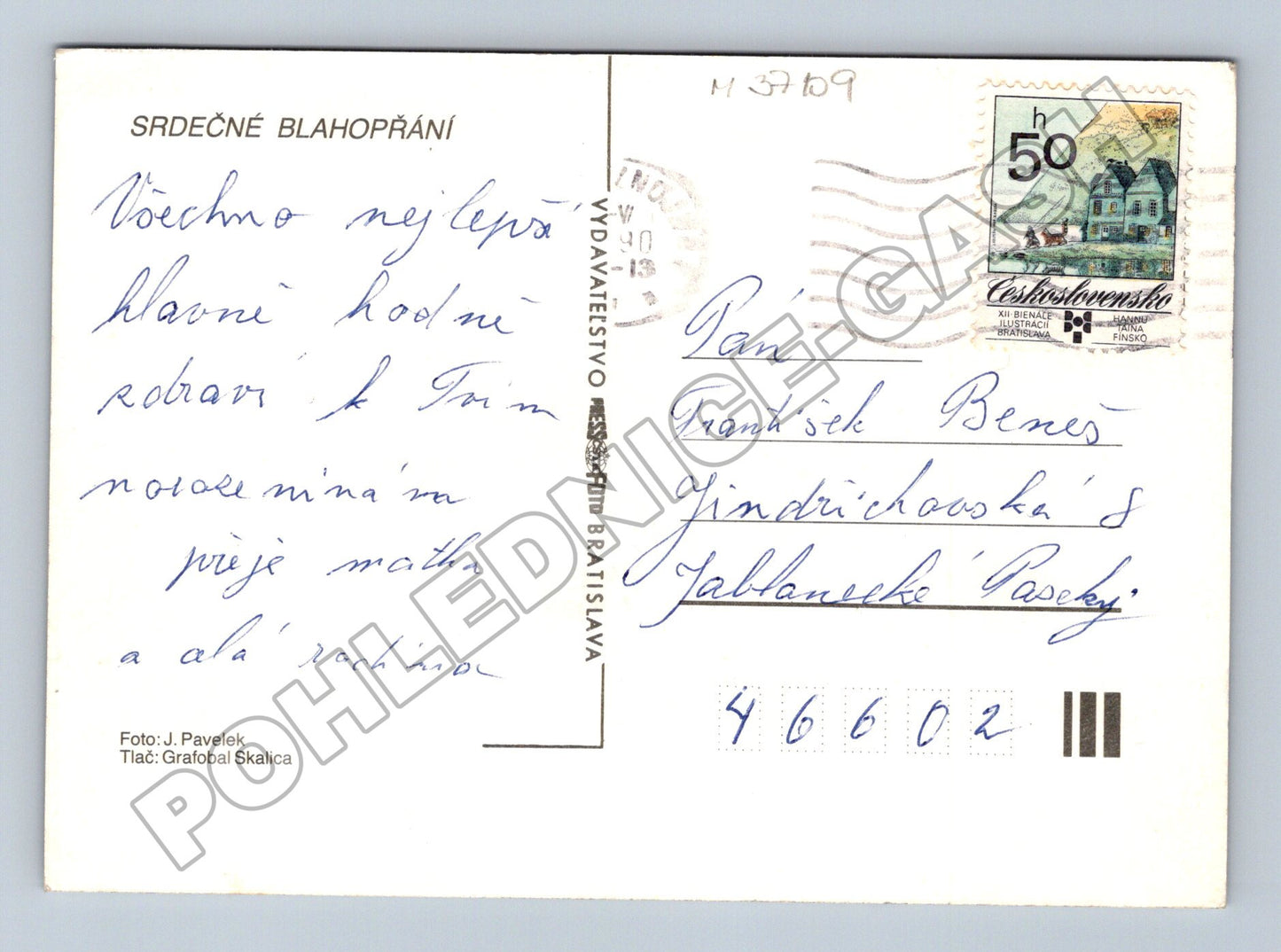 Pohlednice Slovensko Červená růže Blahopřání (M37109)