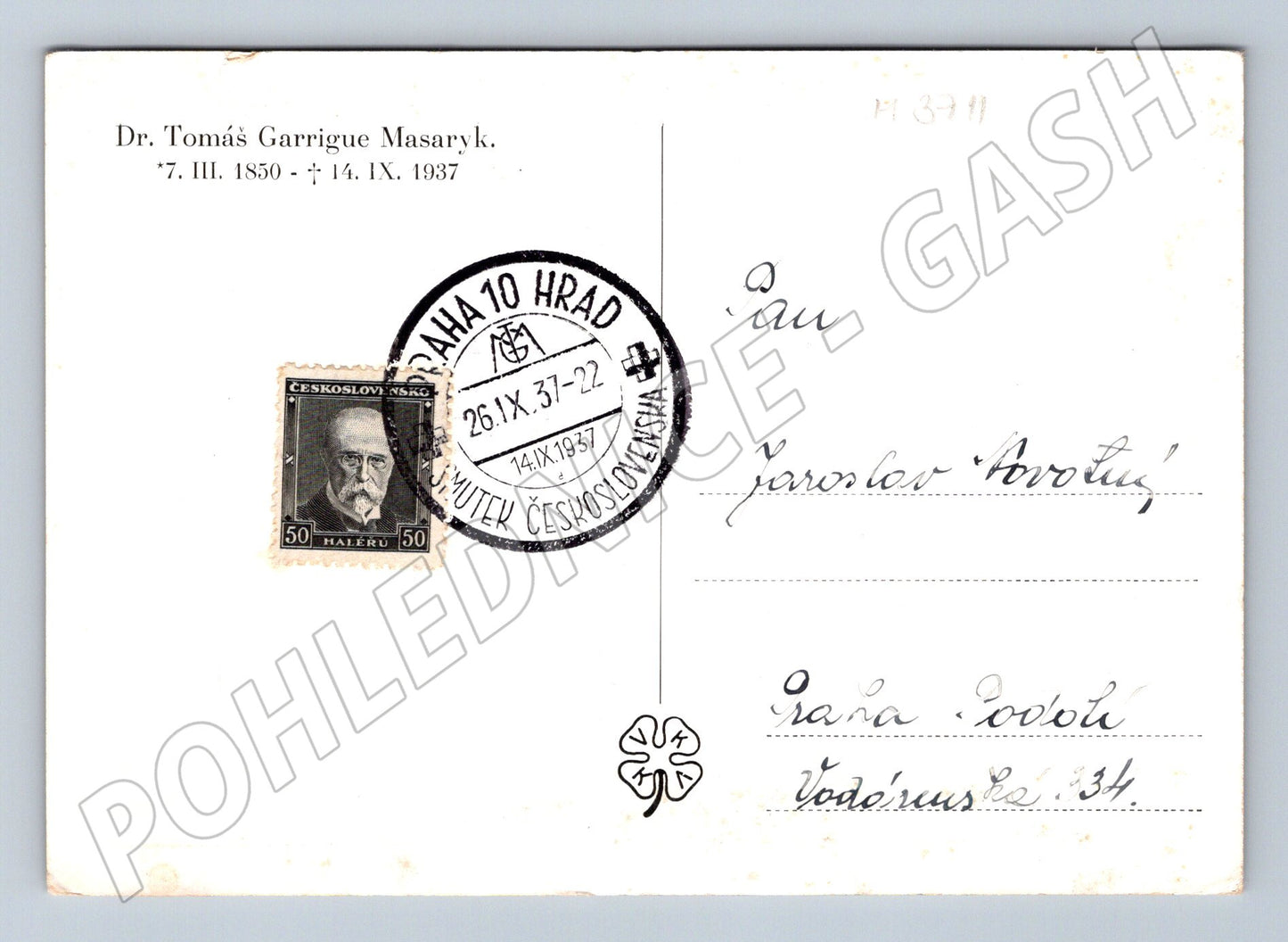 Pohlednice T G Masaryk na koni historická (M3711)