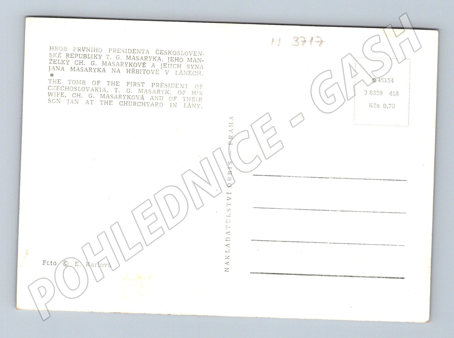 Pohlednice hrob T G Masaryka Lány (M3717)