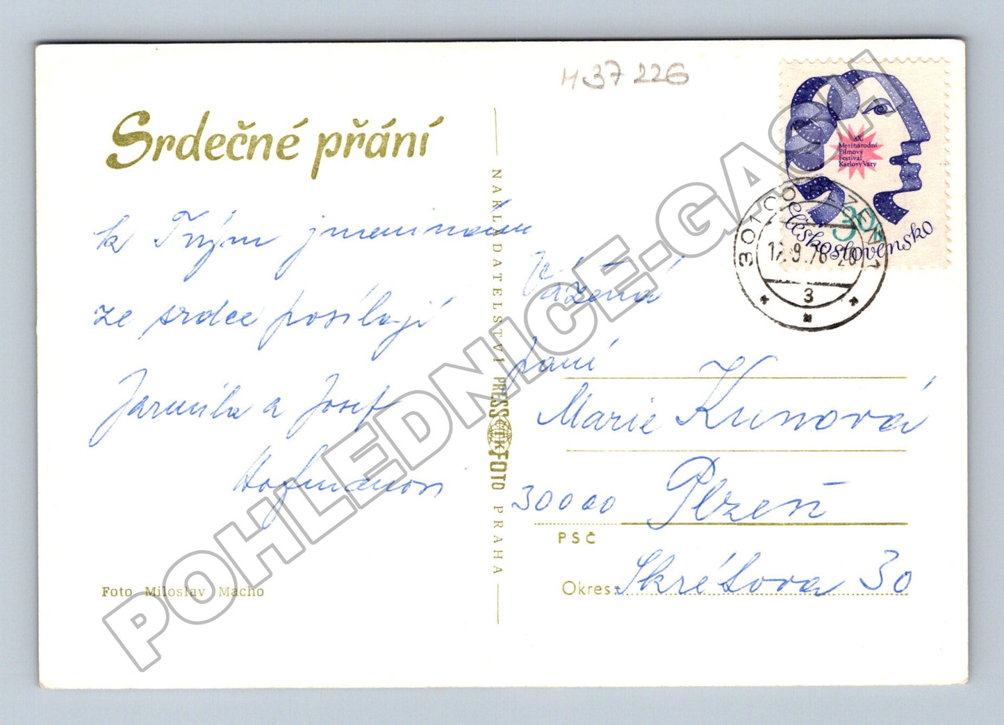 Pohlednice aranžmá květin v koši 1973 (M37226)