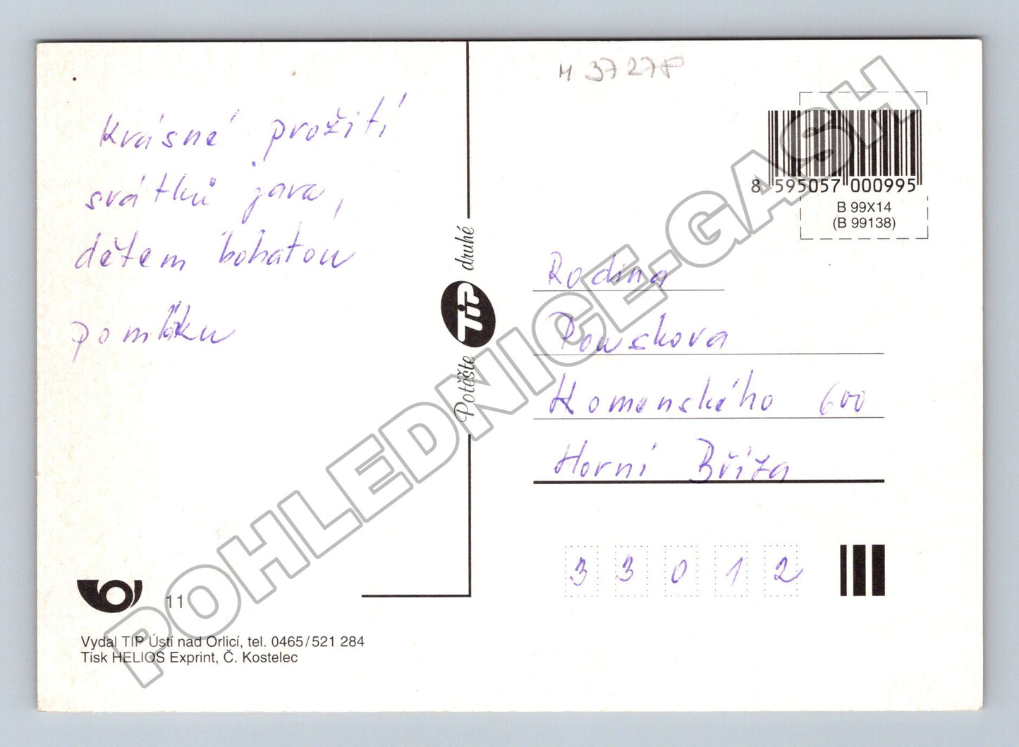 Pohlednice Velikonoce s pomlázkou a vejci (M37278)