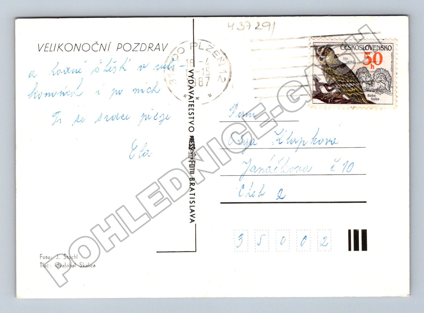 Pohlednice Velikonoční zátiší 1987 (M37291)