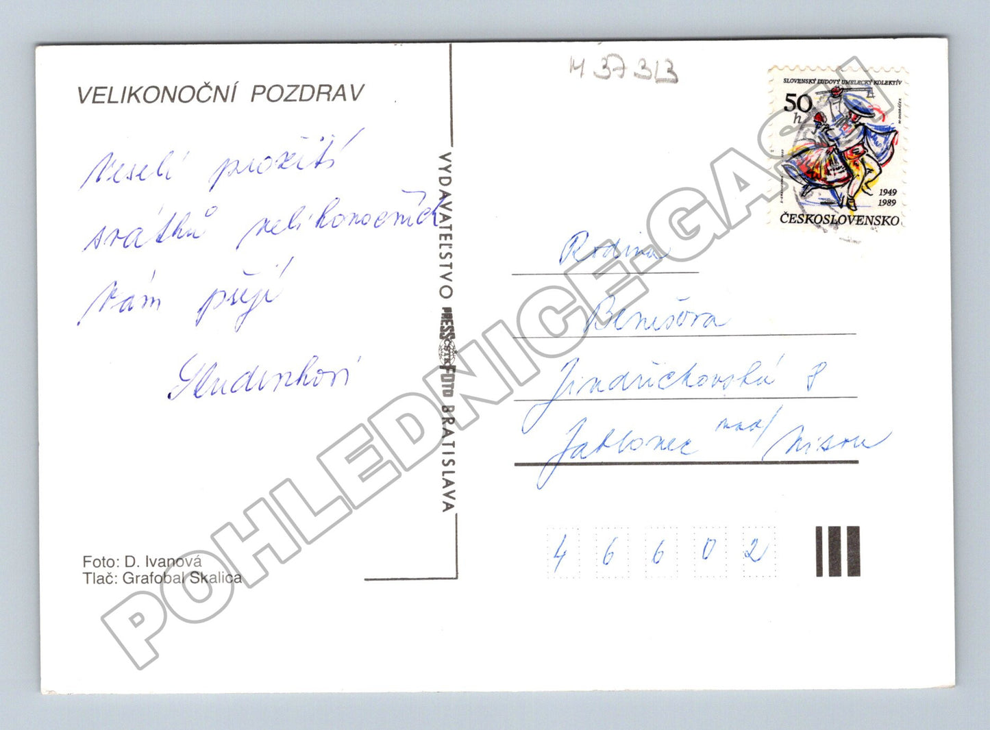 Pohlednice Slovensko Velikonoční pozdrav kraslice 1989 (M37313)